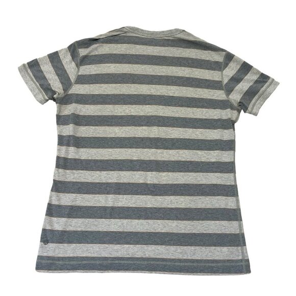 Lululemon Stripe Short Sleeve Stretch Casual Tee T-Shirt Gray Men's size XL - Picture 4 of 5